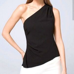 White House Black Market one shoulder top Size 0 Black NEW!🏷